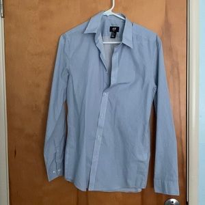 Light Blue Striped Slim Fit Button Up